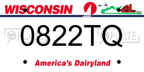 0822TQ Wisconsin License Plate