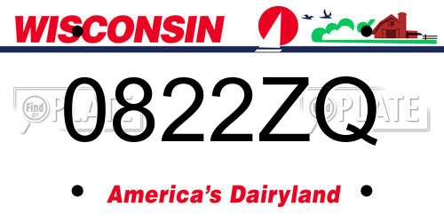 0822ZQ Wisconsin License Plate