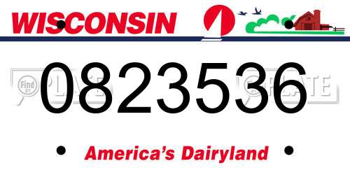 0823536 Wisconsin License Plate