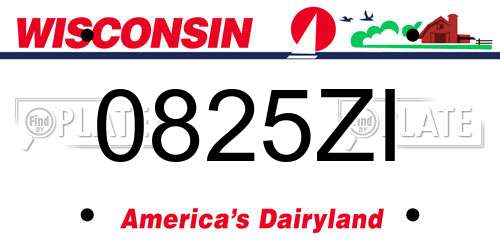 0825ZI Wisconsin License Plate