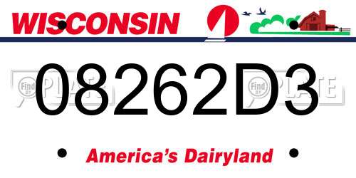 08262D3 Wisconsin License Plate