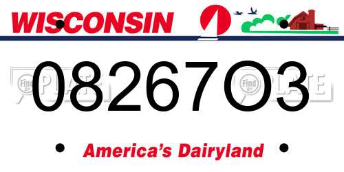 08267O3 Wisconsin License Plate