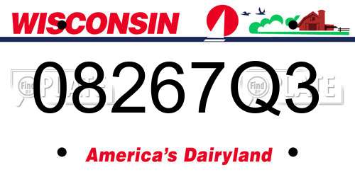 08267Q3 Wisconsin License Plate