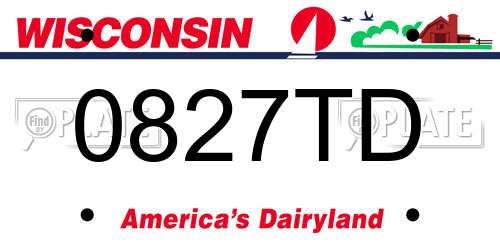 0827TD Wisconsin License Plate