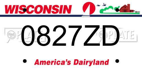 0827ZD Wisconsin License Plate