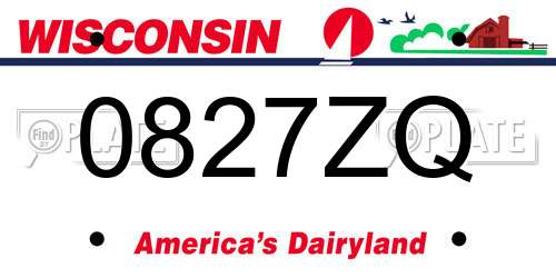 0827ZQ Wisconsin License Plate