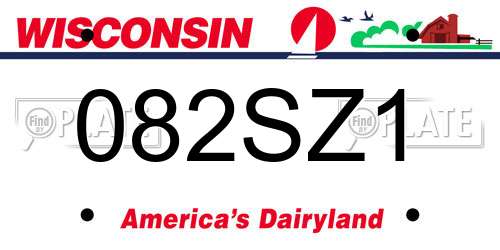 082SZ1 Wisconsin License Plate