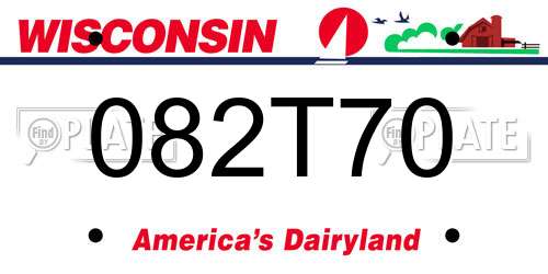 082T70 Wisconsin License Plate