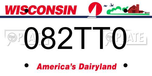 082TT0 Wisconsin License Plate
