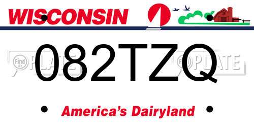 082TZQ Wisconsin License Plate