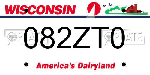 082ZT0 Wisconsin License Plate