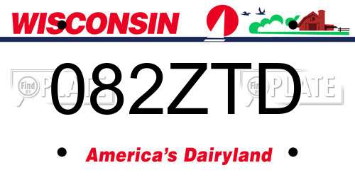 082ZTD Wisconsin License Plate