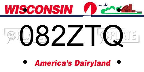 082ZTQ Wisconsin License Plate