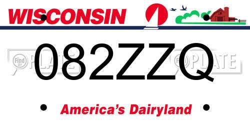 082ZZQ Wisconsin License Plate