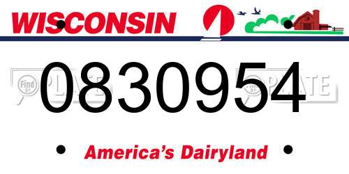 0830954 Wisconsin License Plate