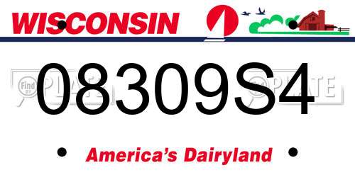 08309S4 Wisconsin License Plate