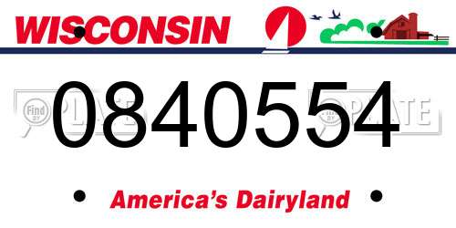 0840554 Wisconsin License Plate