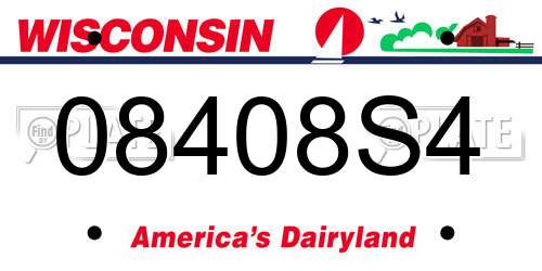 08408S4 Wisconsin License Plate