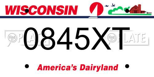 0845XT Wisconsin License Plate