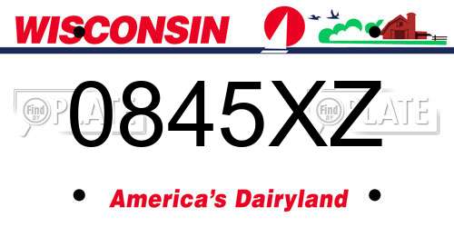 0845XZ Wisconsin License Plate