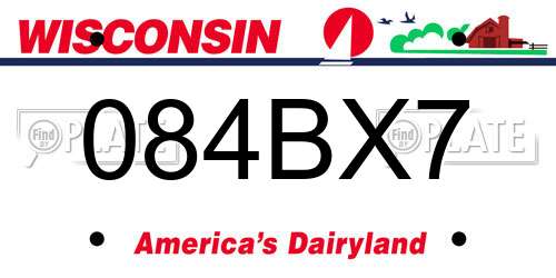 084BX7 Wisconsin License Plate