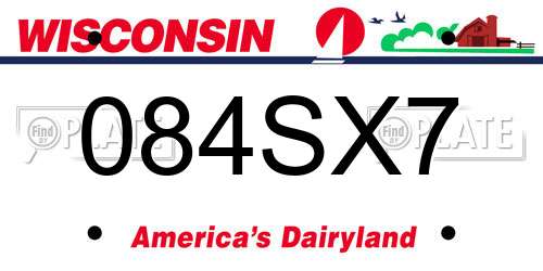 084SX7 Wisconsin License Plate