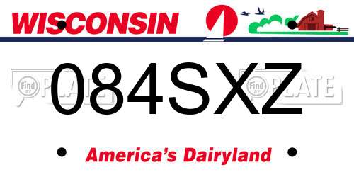 084SXZ Wisconsin License Plate