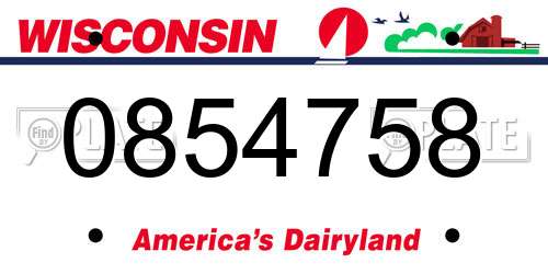 0854758 Wisconsin License Plate