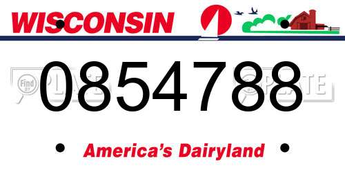 0854788 Wisconsin License Plate