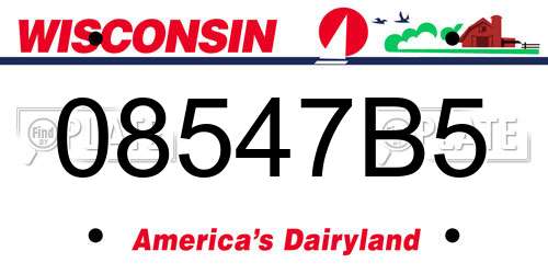 08547B5 Wisconsin License Plate