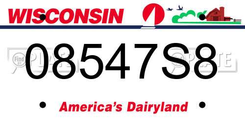 08547S8 Wisconsin License Plate
