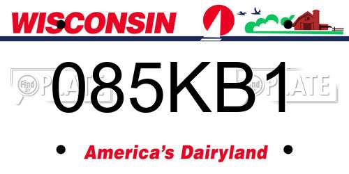 085KB1 Wisconsin License Plate