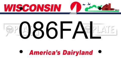 086FAL Wisconsin License Plate