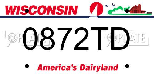0872TD Wisconsin License Plate