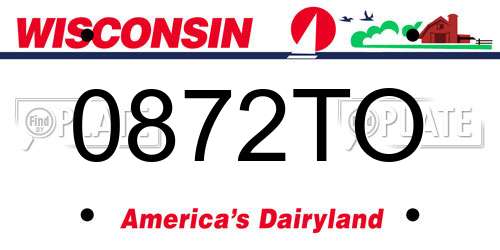 0872TO Wisconsin License Plate