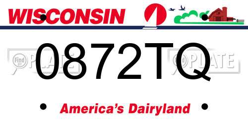 0872TQ Wisconsin License Plate