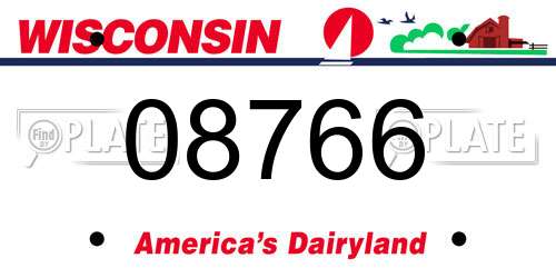 08766 Wisconsin License Plate