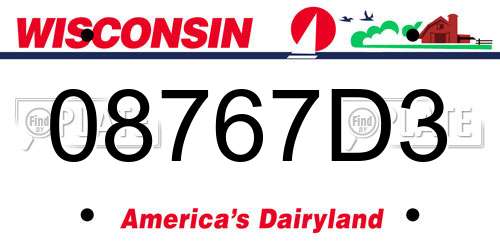 08767D3 Wisconsin License Plate