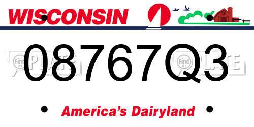 08767Q3 Wisconsin License Plate