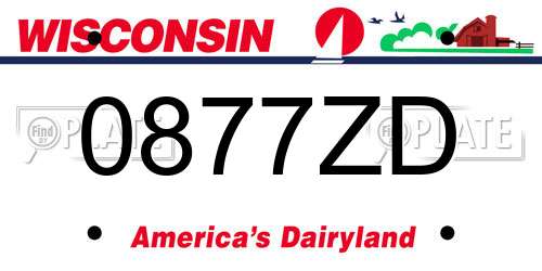 0877ZD Wisconsin License Plate