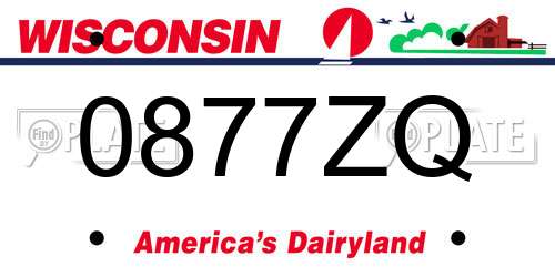 0877ZQ Wisconsin License Plate