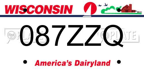 087ZZQ Wisconsin License Plate