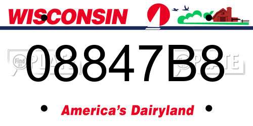 08847B8 Wisconsin License Plate