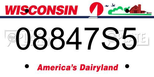 08847S5 Wisconsin License Plate