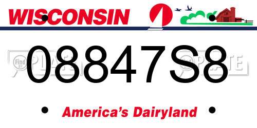 08847S8 Wisconsin License Plate