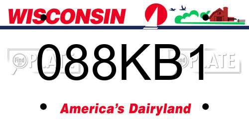088KB1 Wisconsin License Plate