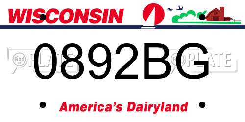 0892BG Wisconsin License Plate
