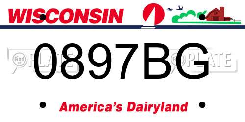0897BG Wisconsin License Plate