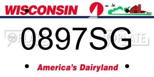 0897SG Wisconsin License Plate
