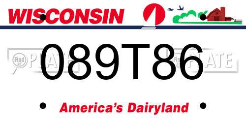 089T86 Wisconsin License Plate